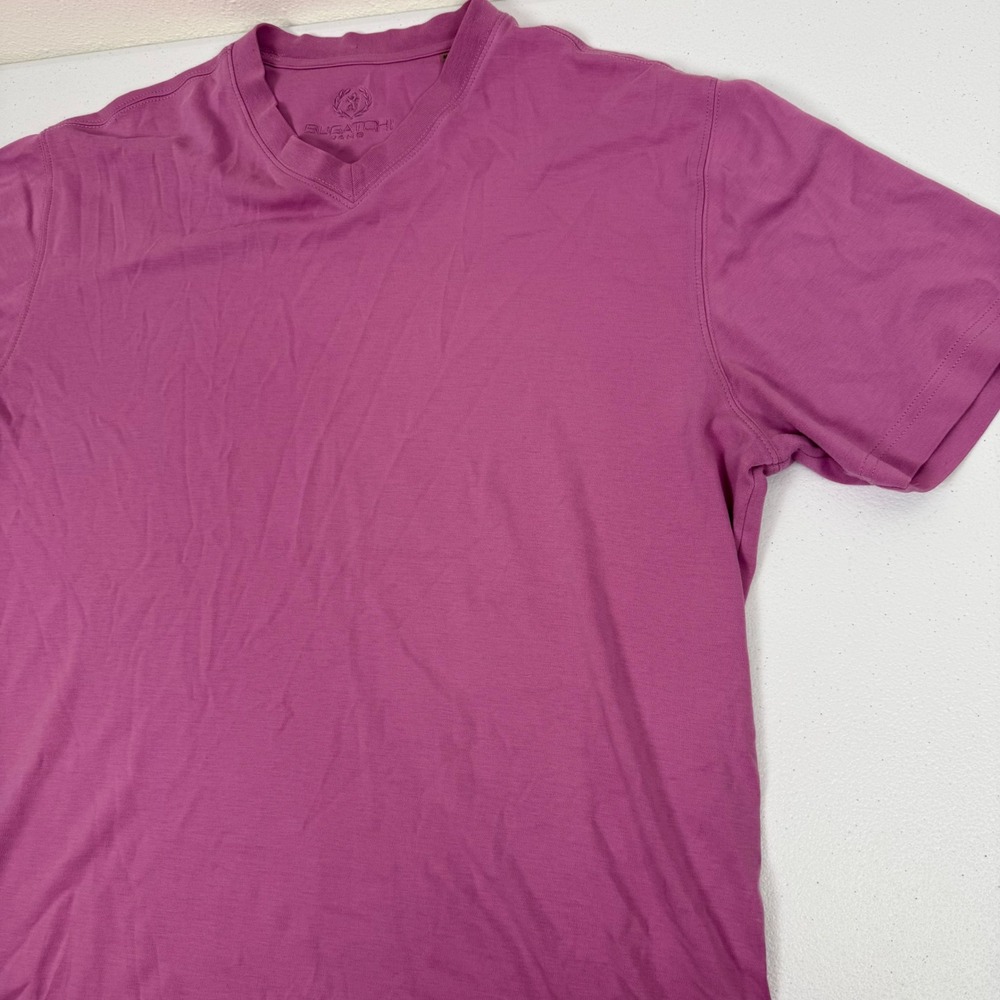 Bugatchi Uomo Mens Purple V-Neck Short Sleeve T-Shirt Size M Regular Fit Solid - Picture 7 of 8